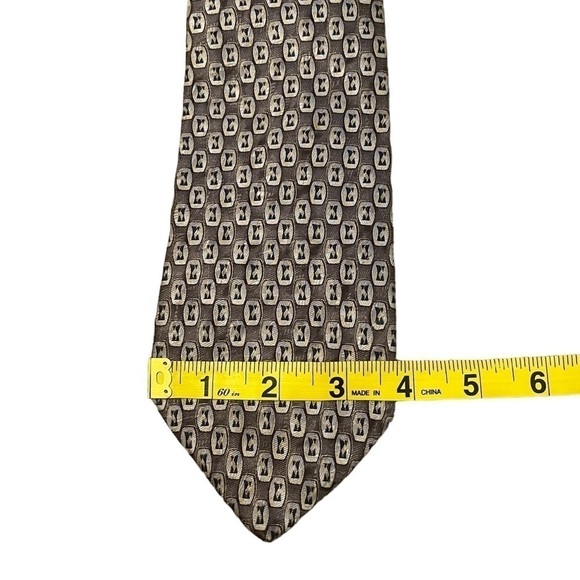 christian Dior Monsieur Silk Brown/Beige/Grey Patterned Tie Made in Canada - Picture 6 of 7